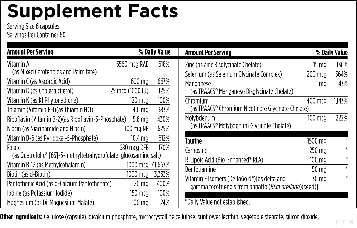 Designs for Health Metabolic Synergy – Multivitamin and Mineral Supplement with Chromium, Zinc, Selenium, R-Lipoic Acid, Vitamins + More (360 Capsules)