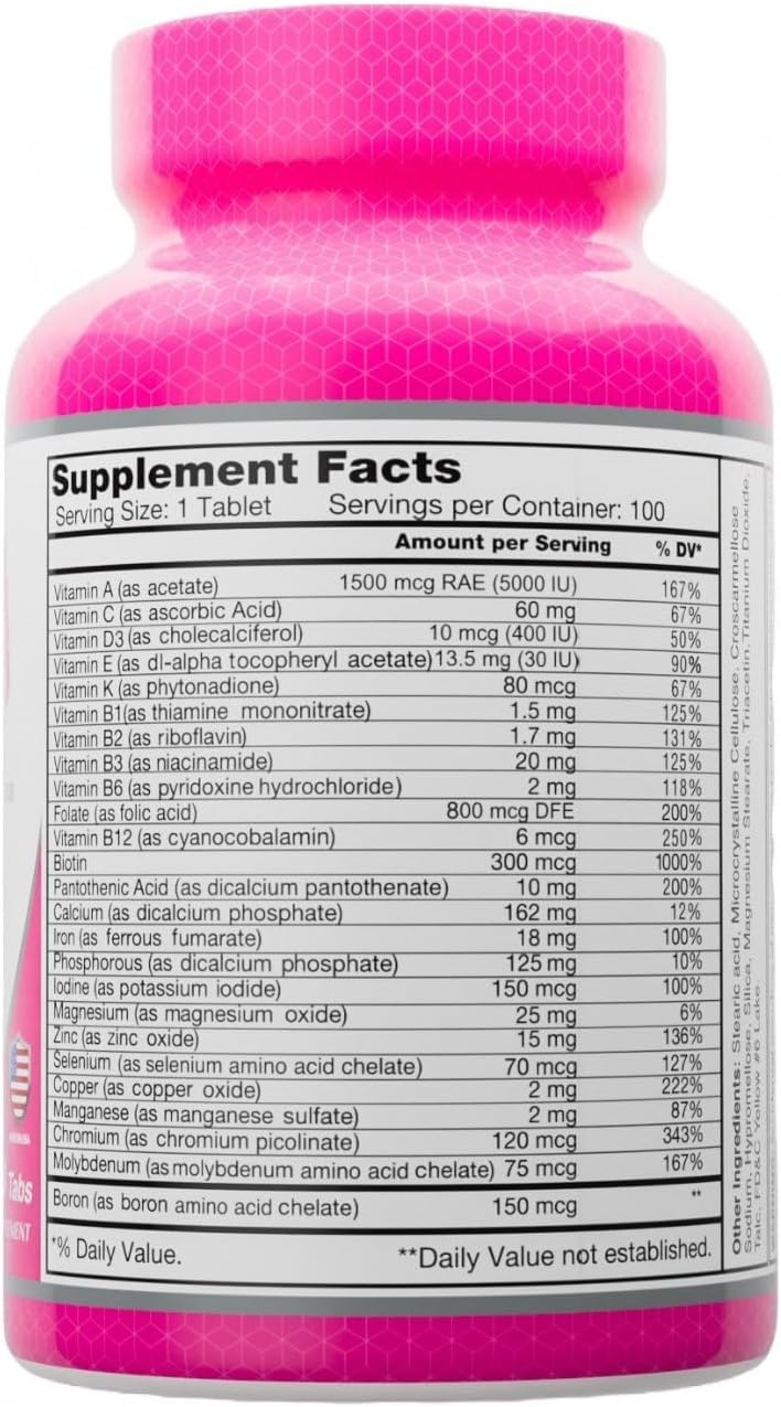 ALFA VITAMINS Multi Women Vitamins - Daily Multivitamin Supplement with Vitamins, Minerals, Amino Acids & Antioxidants - 100 Tablets - görsel 2