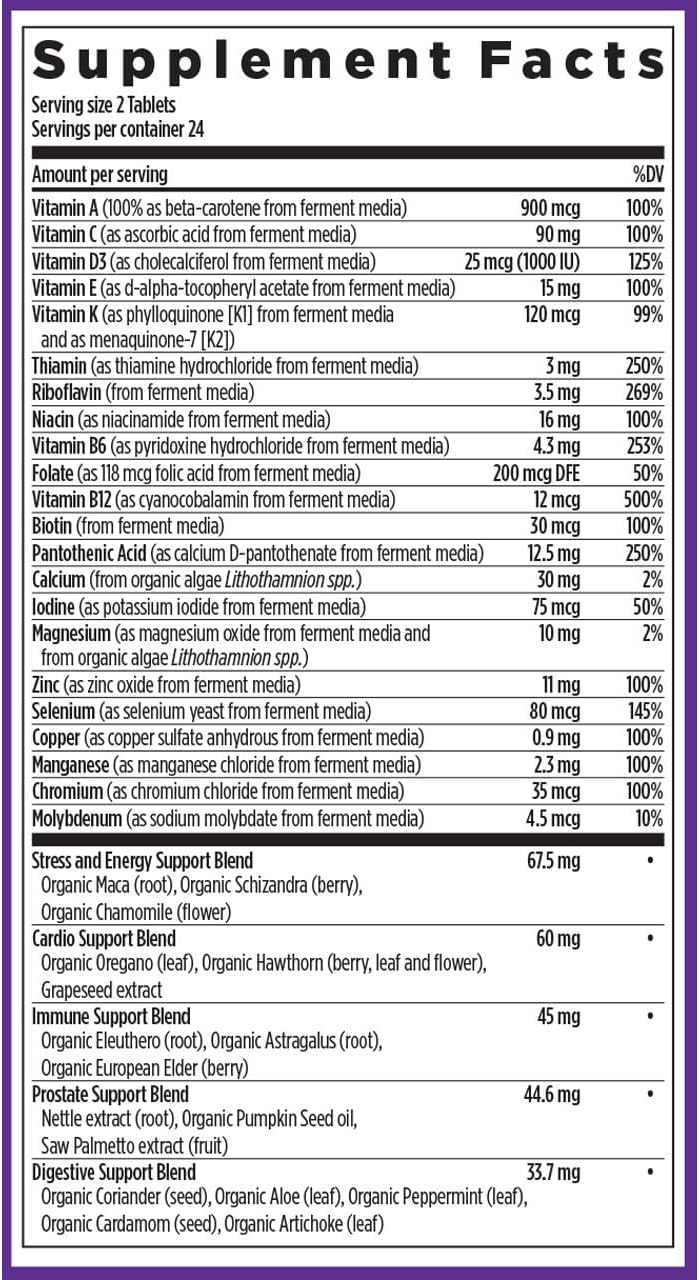 New Chapter Men's Multivitamin Advanced Formula for Stress, Brain, Immune & Energy Support – Whole-Food Fermented, 72 Tablets