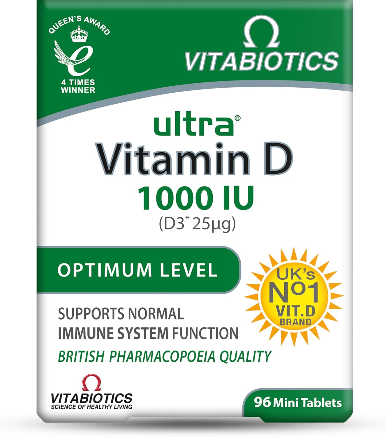 Ultra by Vitabiotics Vitamin D Tablets, 96 Count