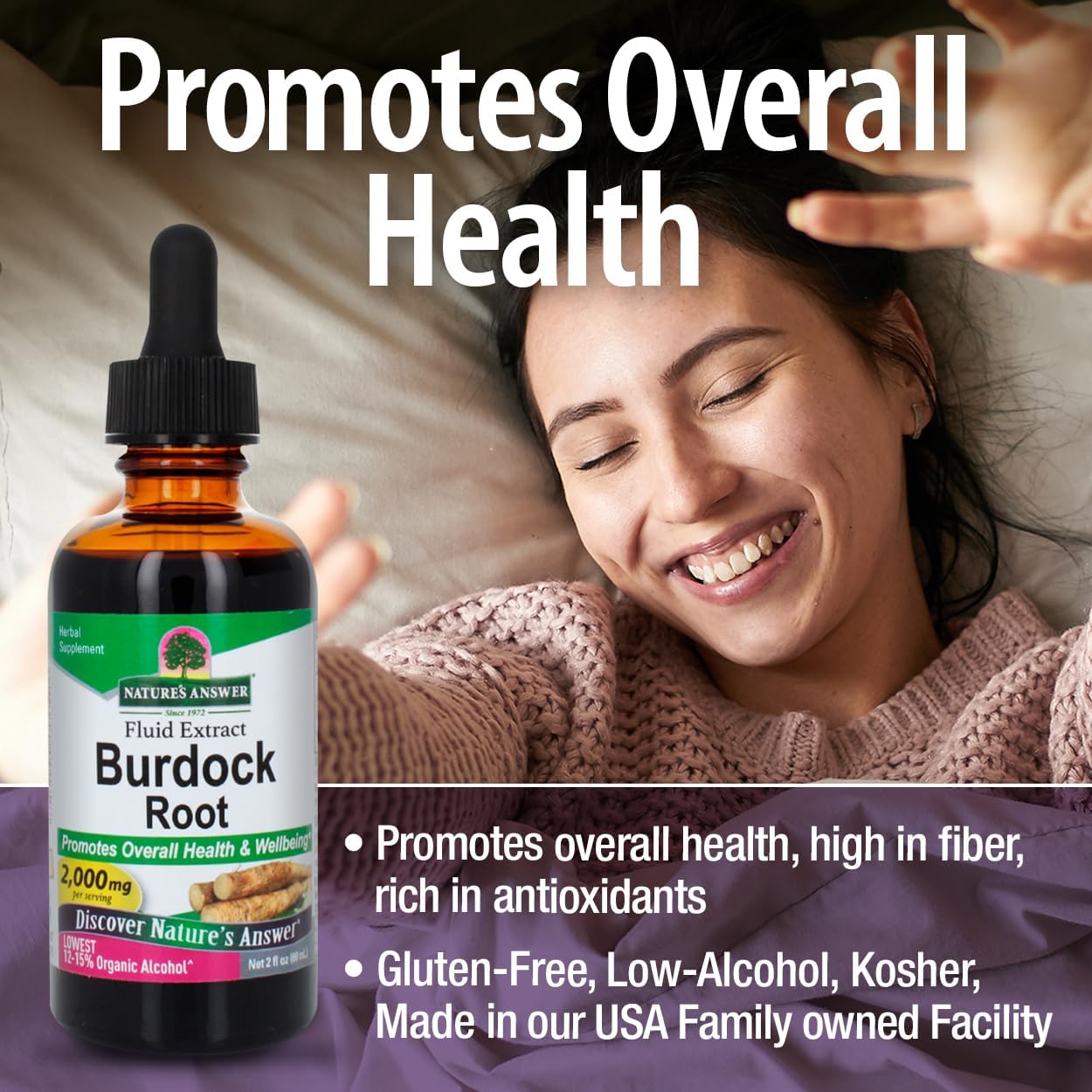 Nature's Answer Burdock Root Herbal Supplement - Super Concentrated, Low Alcohol, Gluten-Free - 2 fl oz (60 mL)