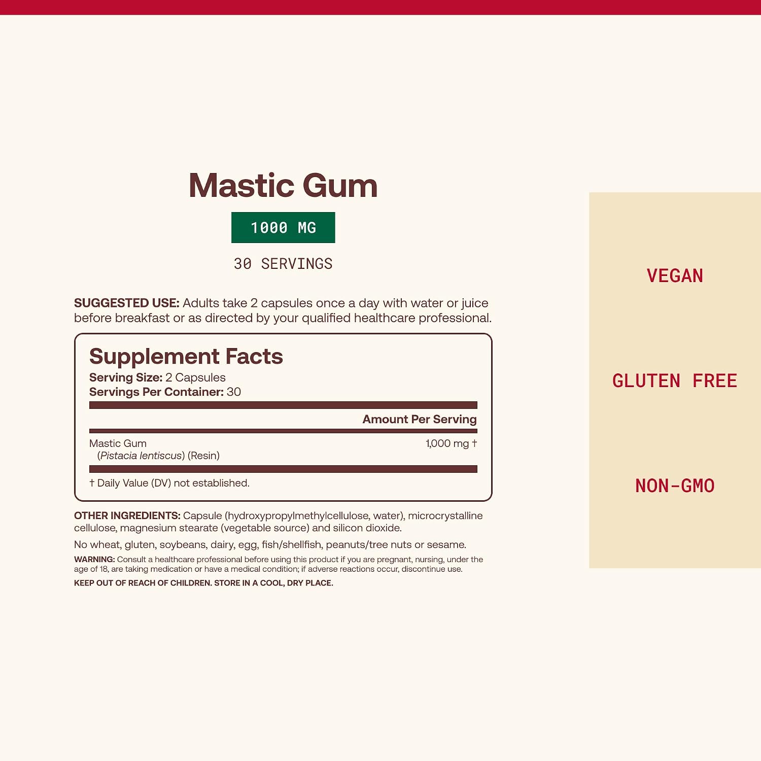 Jarrow Formulas Mastic Gum 1000 mg – 60 Vegetarian Capsules