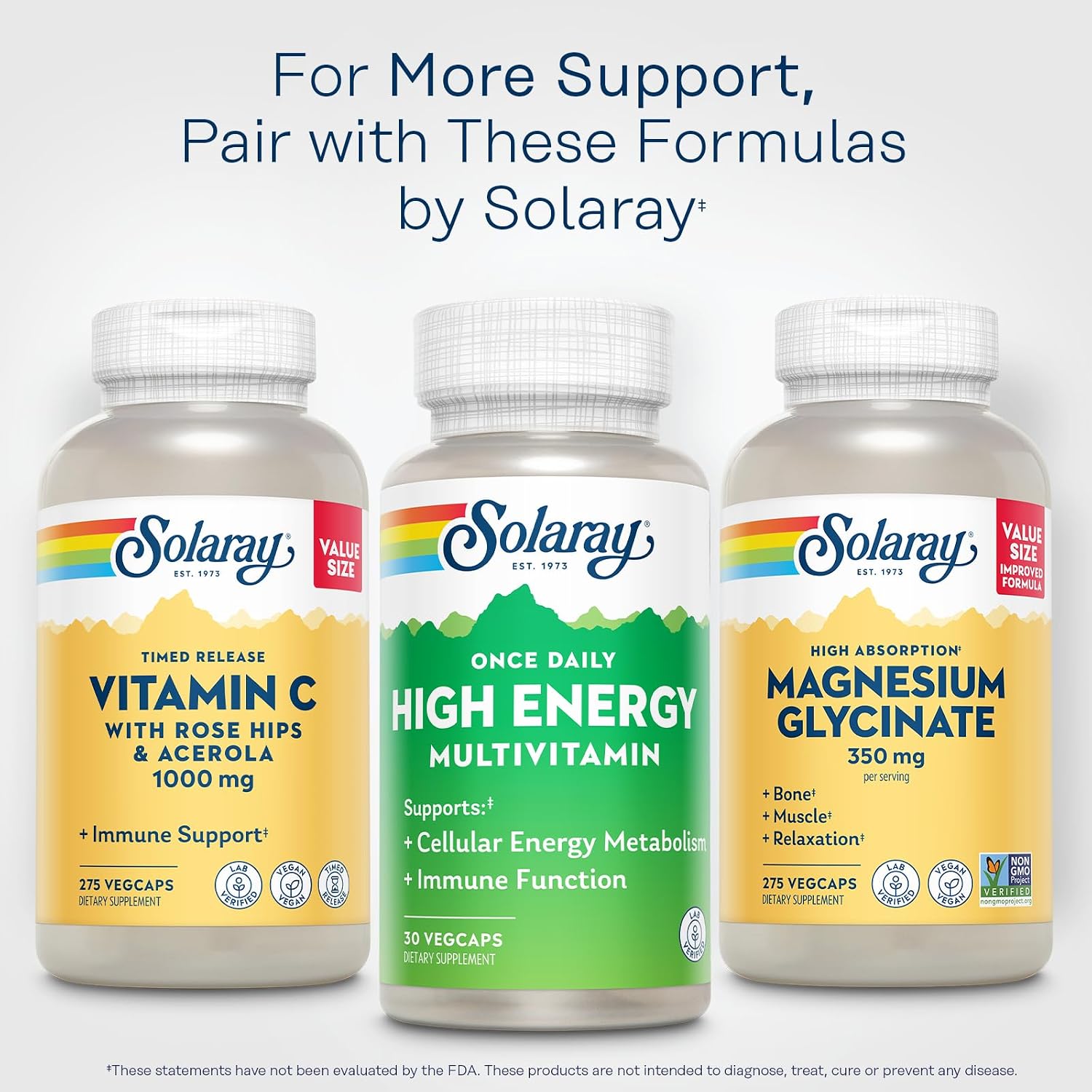 SOLARAY Once Daily High Energy Multivitamin – for Women and Men, 30 VegCaps