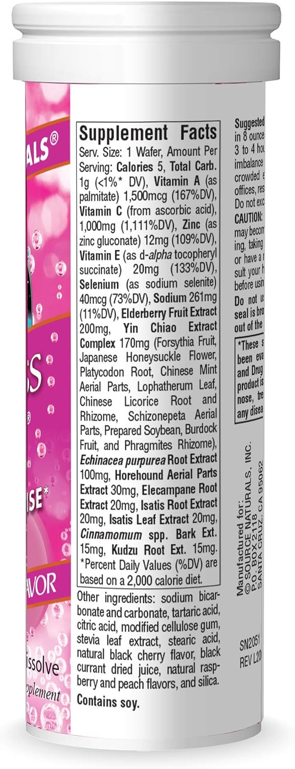Source Naturals Wellness Fizz, Natural Berry Flavour - 10 Wafers