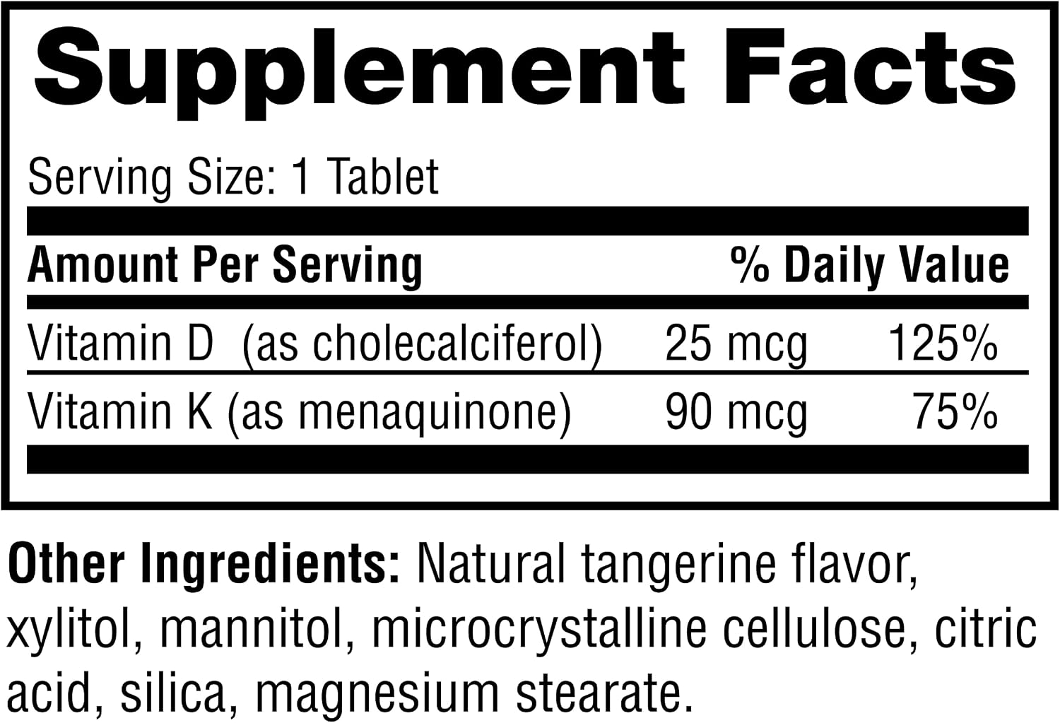 Twinlab Vitamin D3 1000 + K2 Dots - 60 Tablets