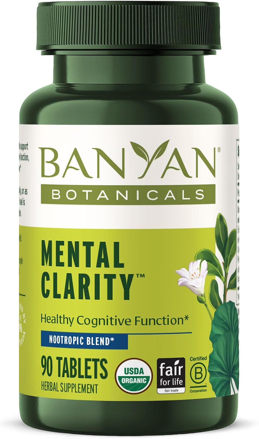 Banyan Botanicals Organic Mental Clarity – Herbal Support for Alertness & Focus – 90 Tablets - görsel 1