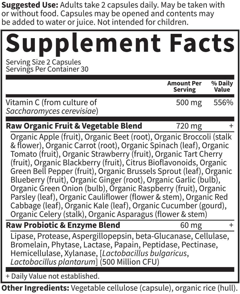 Garden of Life Vitamin Code Raw Vitamin C - 500 mg, 60 Capsules