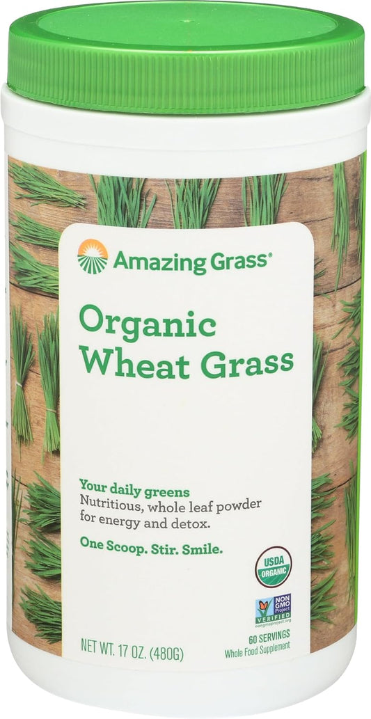 Amazing Grass Organic Wheat Grass Powder - 100% Whole-Leaf, 482 g (60 Servings)