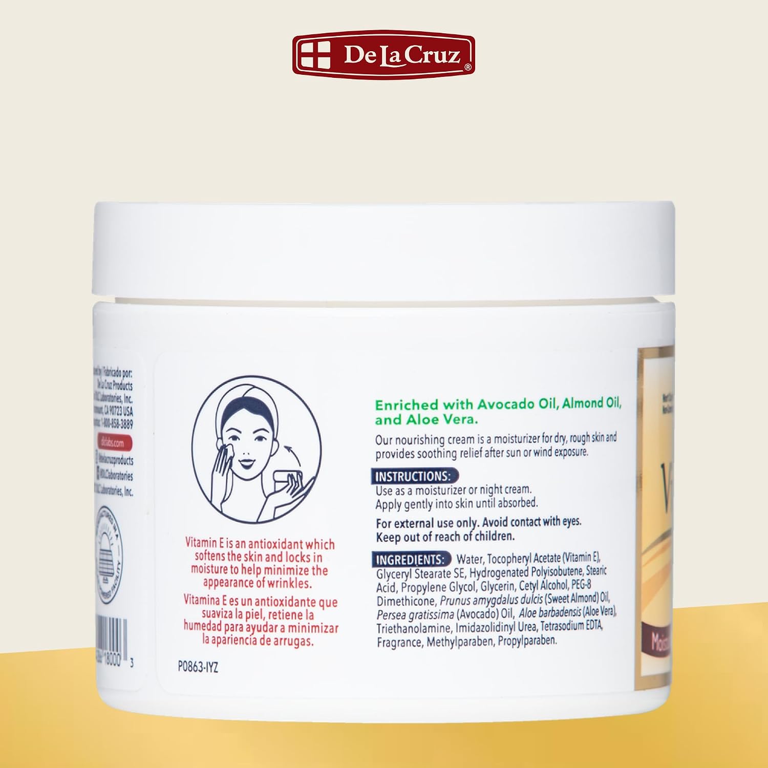 De La Cruz Vitamin E Cream Moisturizer for Face and Neck - 113 g