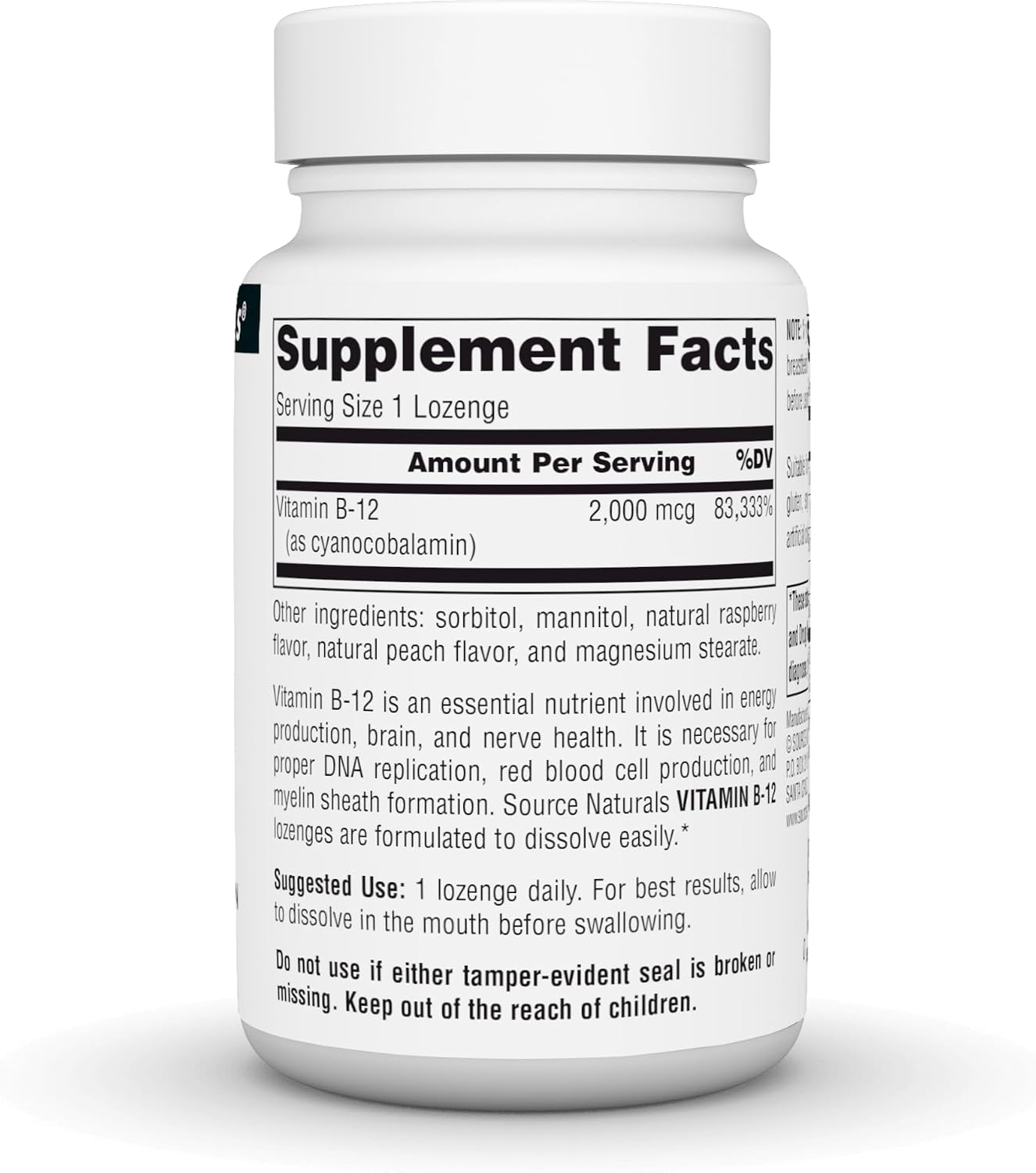 Source Naturals Vitamin B12 2000 mcg Lozenges – 100 Count