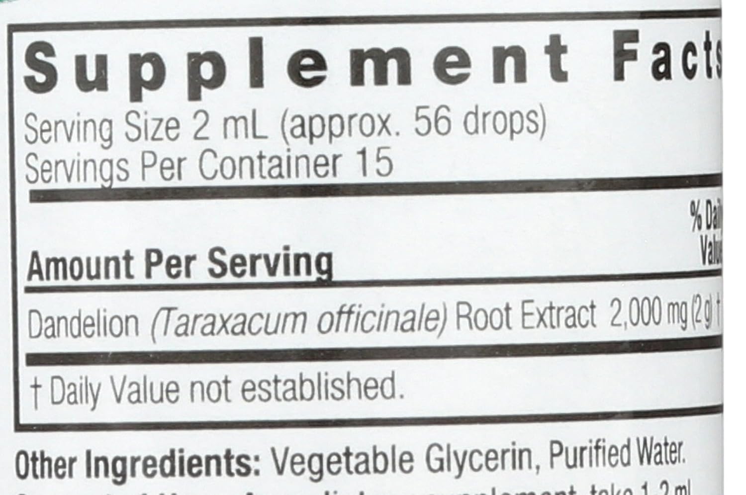 Nature's Answer Dandelion Root Alcohol-Free, 30 mL