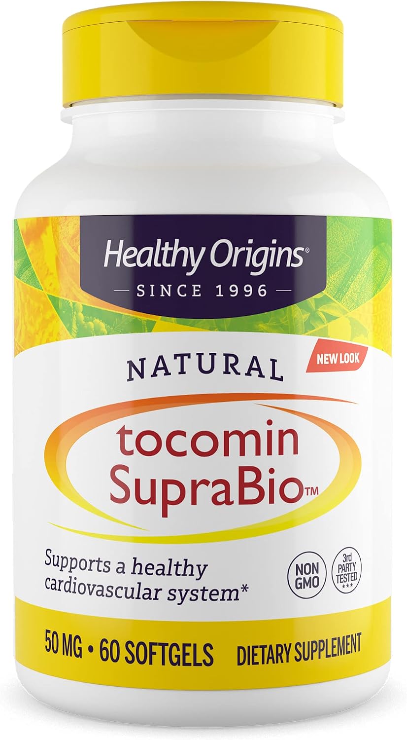 Healthy Origins Tocomin SupraBio (Tocotrienols), 50 mg - Vitamin E Supplement for Heart and Skin Health, 60 Softgels