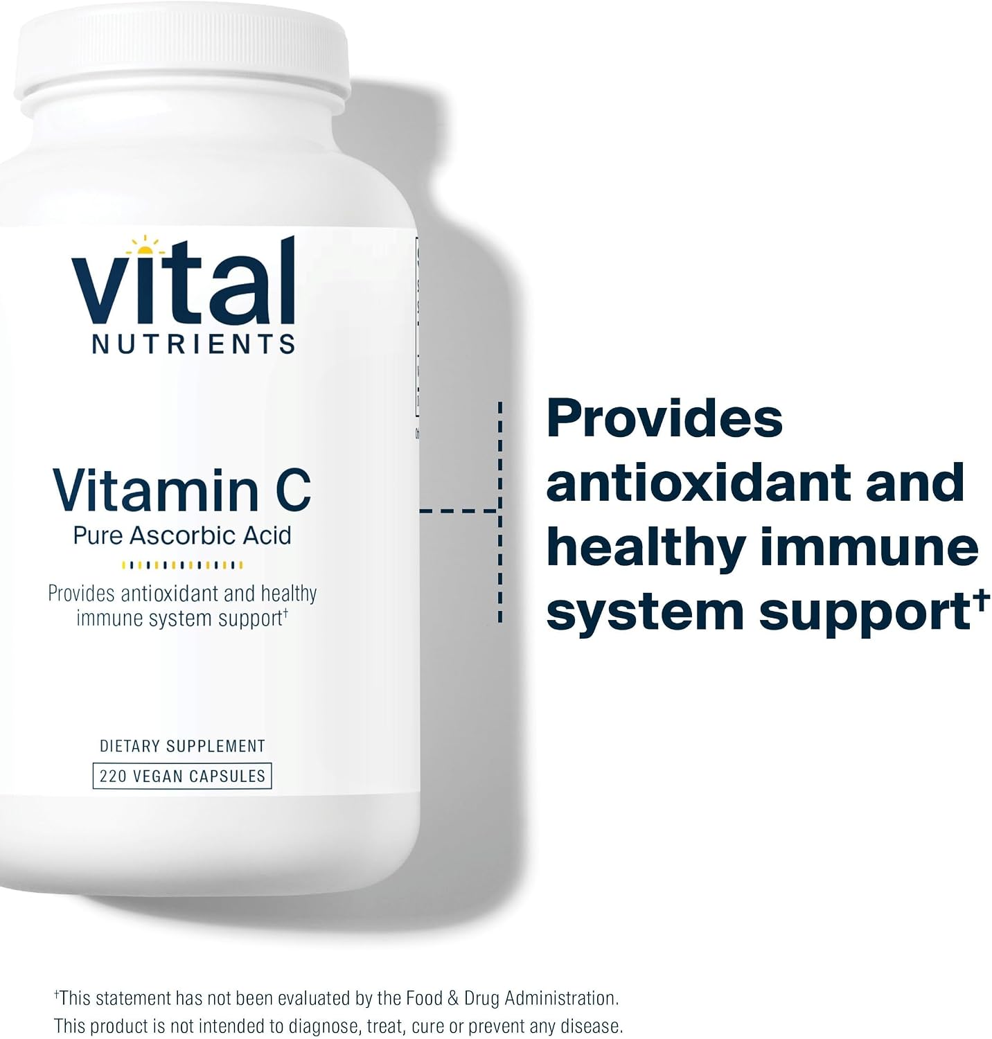 Vital Nutrients Vitamin C 1000 mg - 100% Pure Ascorbic Acid - 220 Capsules