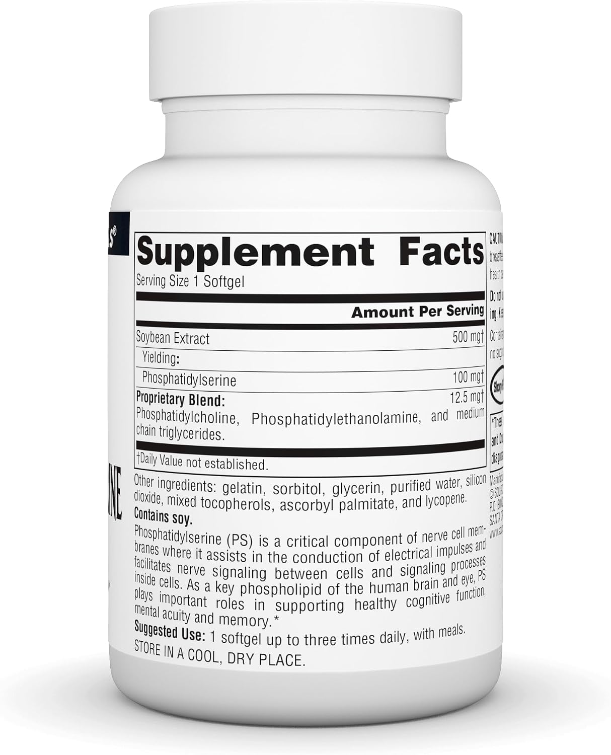Source Naturals Phosphatidylserine Complex – 500 mg – 60 Softgels (Stabilised Enzyme Supplement)