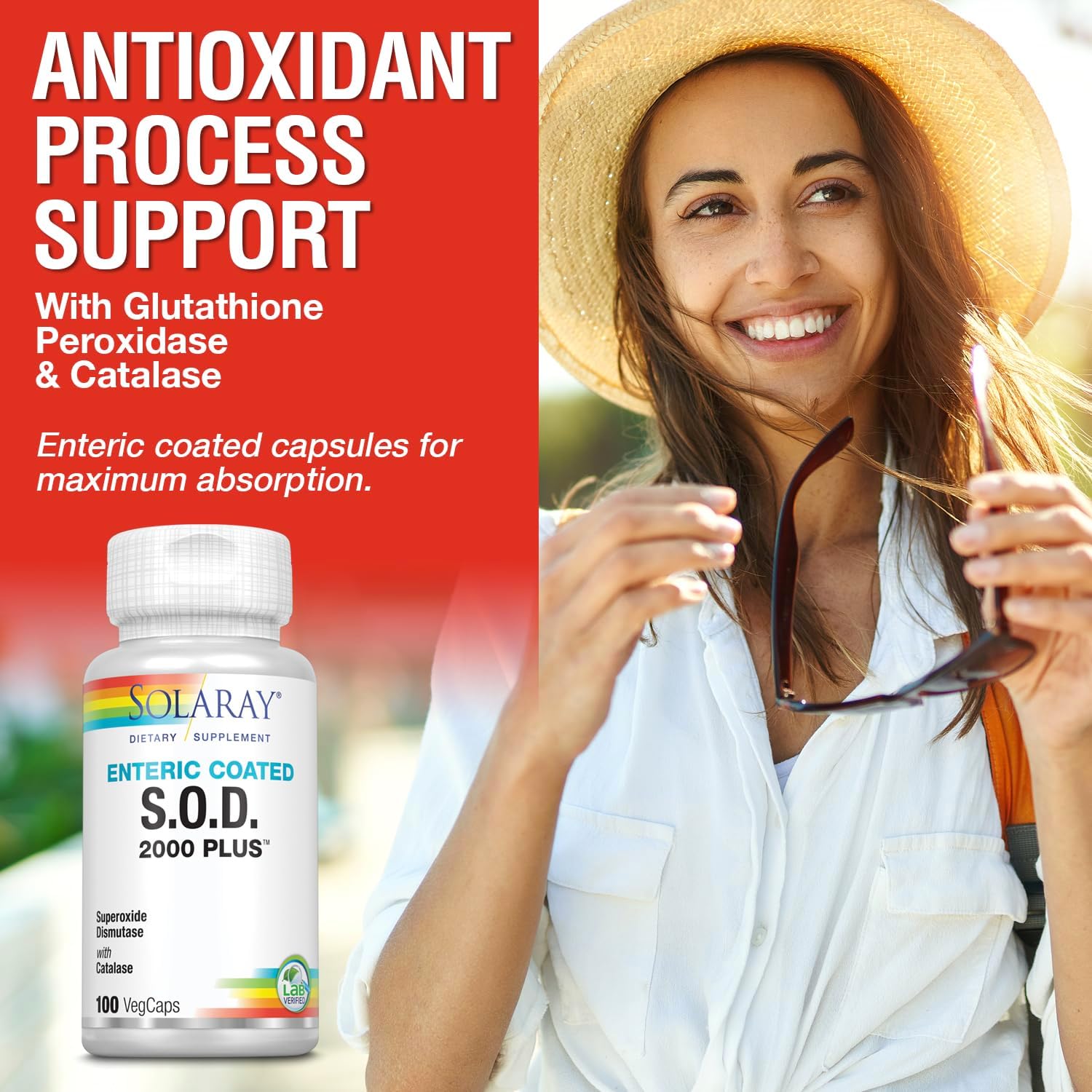 SOLARAY S.O.D. 2000 Plus - Superoxide Dismutase and Catalase Antioxidant Formula with Green Tea, Rosemary, Grape Seed