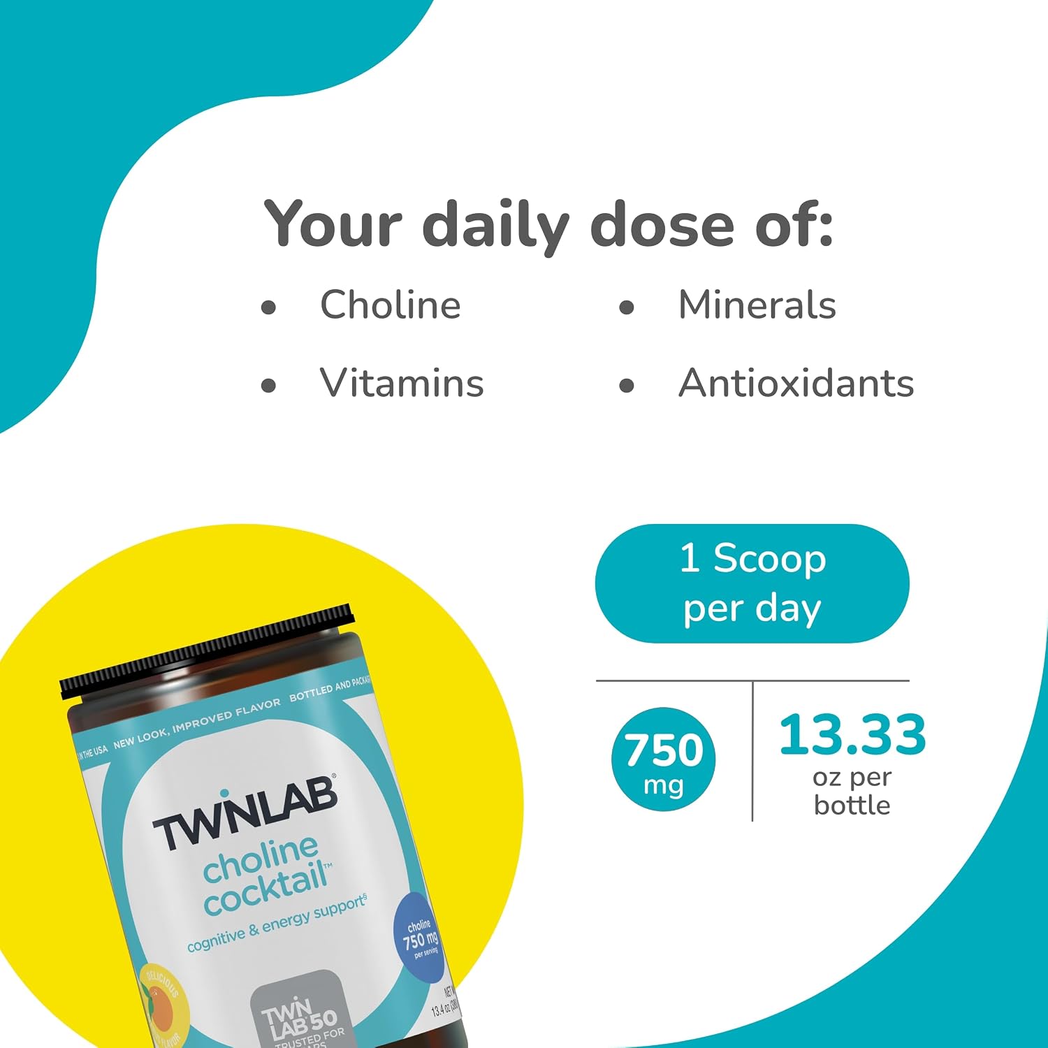 Twinlab Choline Cocktail – Brain Health & Energy Supplement, 375 g