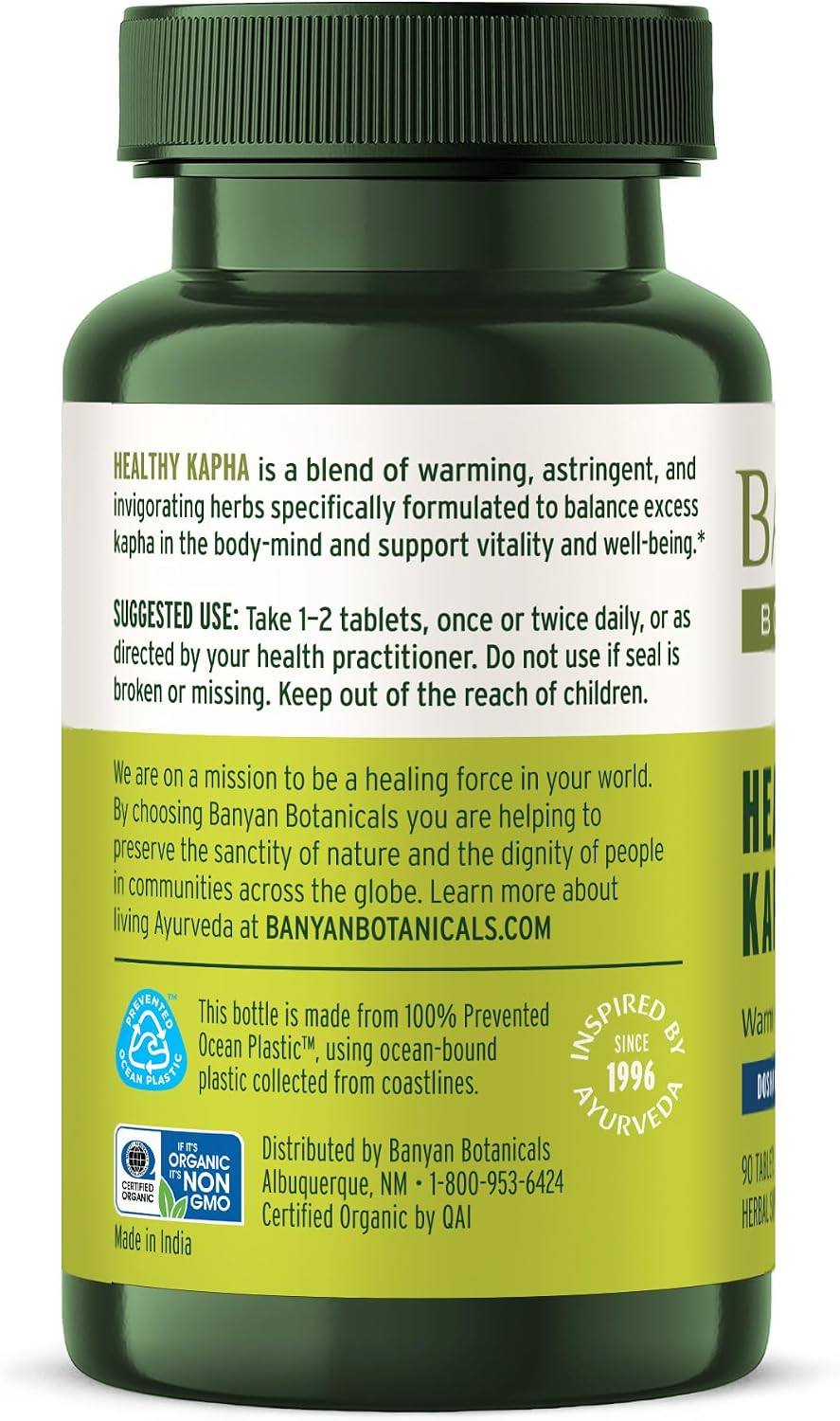 Banyan Botanicals Organic Healthy Kapha – Warming & Invigorating Herbal Supplement – 90 Tablets - görsel 6
