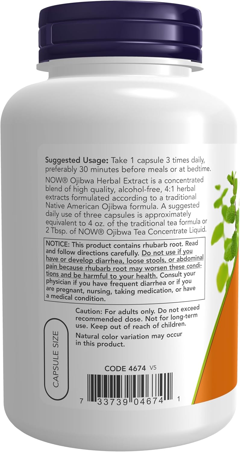 NOW Foods Ojibwa Herbal Extract 450 mg, 180 Veg Capsules