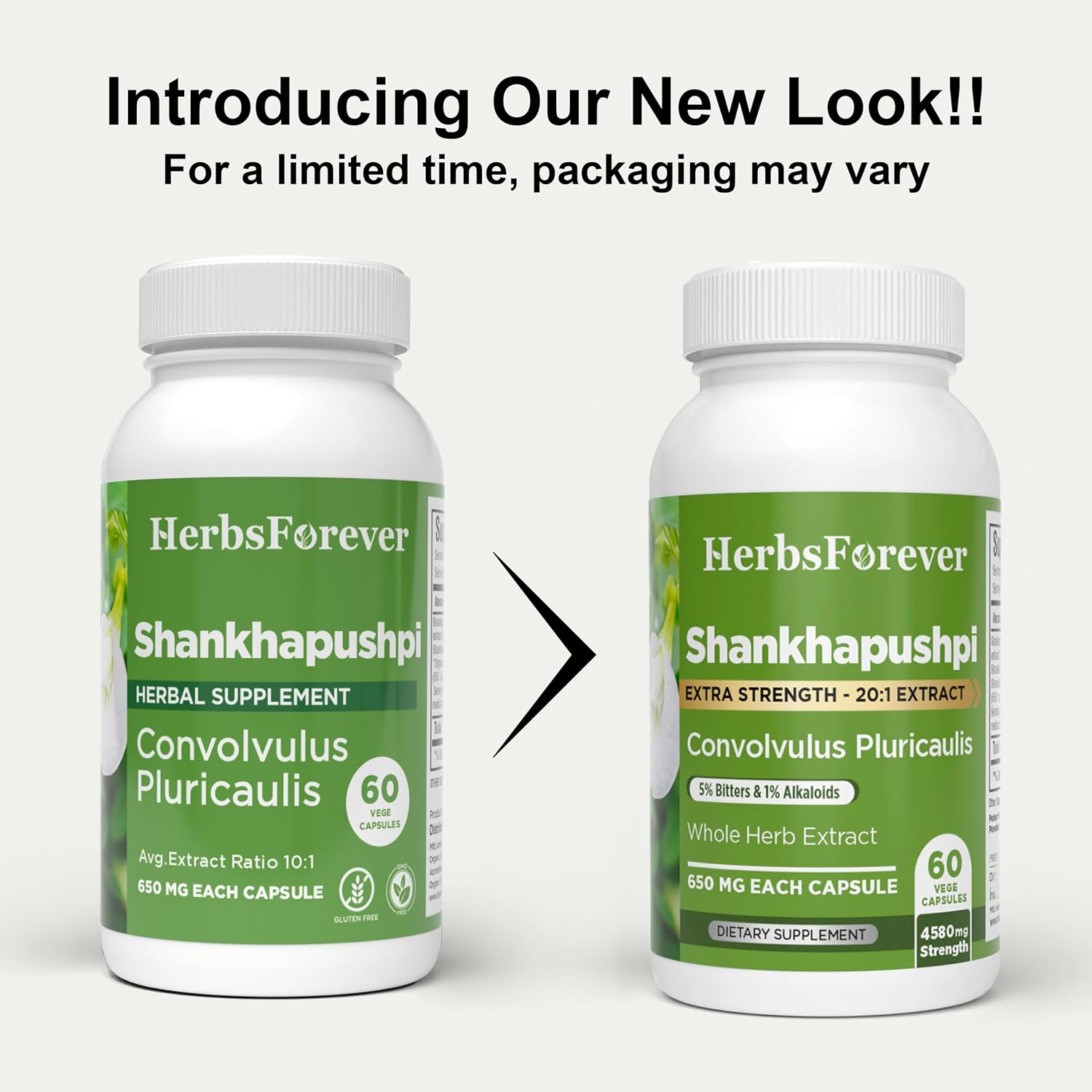Herbsforever Shankhpushpi (Convolvulus pluricaulis) Extra-Strength Extract - Brain Tonic & Cognitive Focus - 60 Veg Capsules