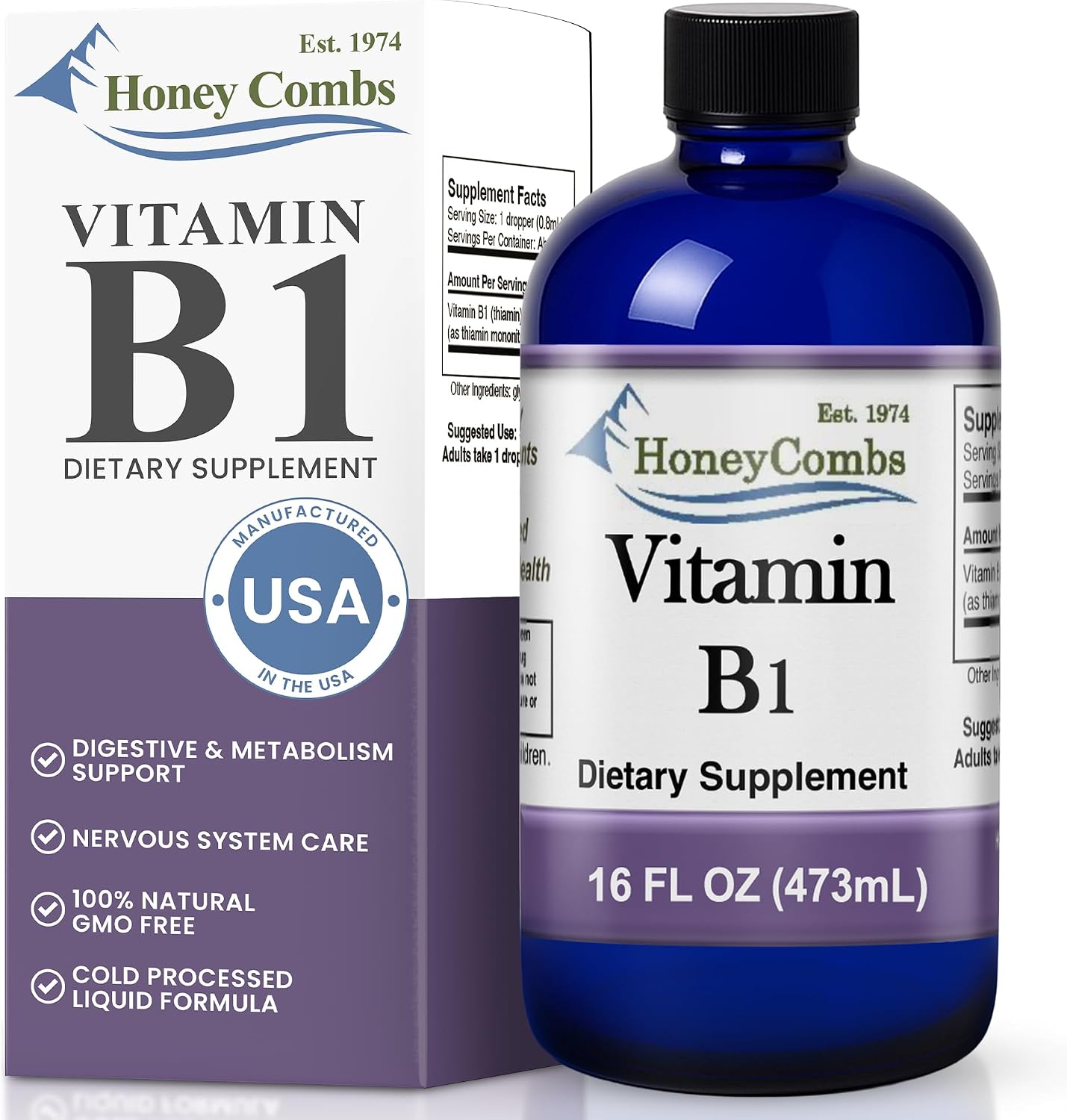 Vitamin B1 (Thiamine) Drops - High Potency Liquid - Vegan, Alcohol-Free, Non-GMO - Supports Energy, Digestion & Nervous System, 30 mL