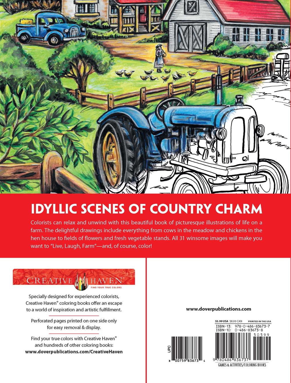 Creative Haven Country Farm Scenes Colouring Book: Relax & Find Your True Colours (Adult Colouring Books: In The Country)
