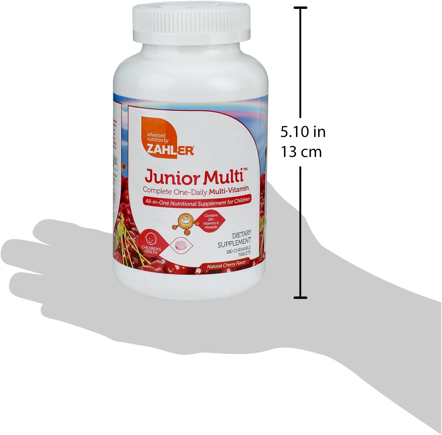 Zahler Junior Multi™ – Complete Once-Daily Multi-Vitamin for Children, Natural Cherry Flavour, 180 Chewable Tablets