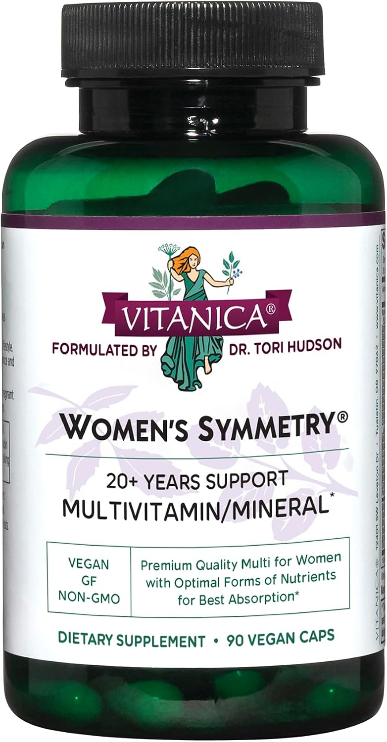 Vitanica Women's Symmetry, High Potency Daily Multivitamin, Vegan & Iron-Free, 180 Capsules