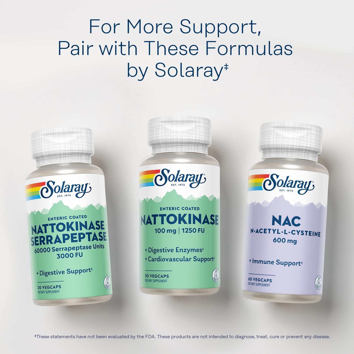 Solaray Nattokinase 1250 FU – Enteric Coated, 30 Veg Capsules