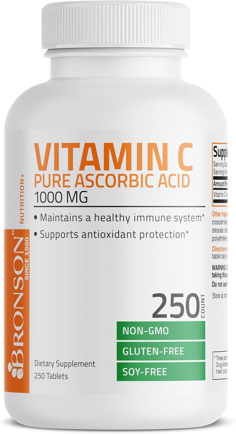 Bronson Vitamin C 1000 mg – Non-GMO Ascorbic Acid Tablets (250 Tablets)