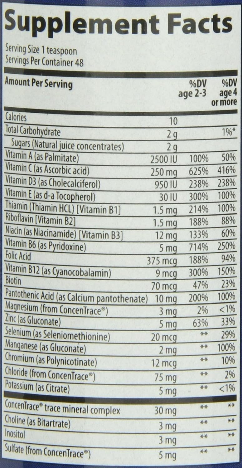 Trace Minerals Kid's Multi - Whole Body Health Liquid Supplement for Children - Immune & Bone Support - Citrus Punch, 240 mL