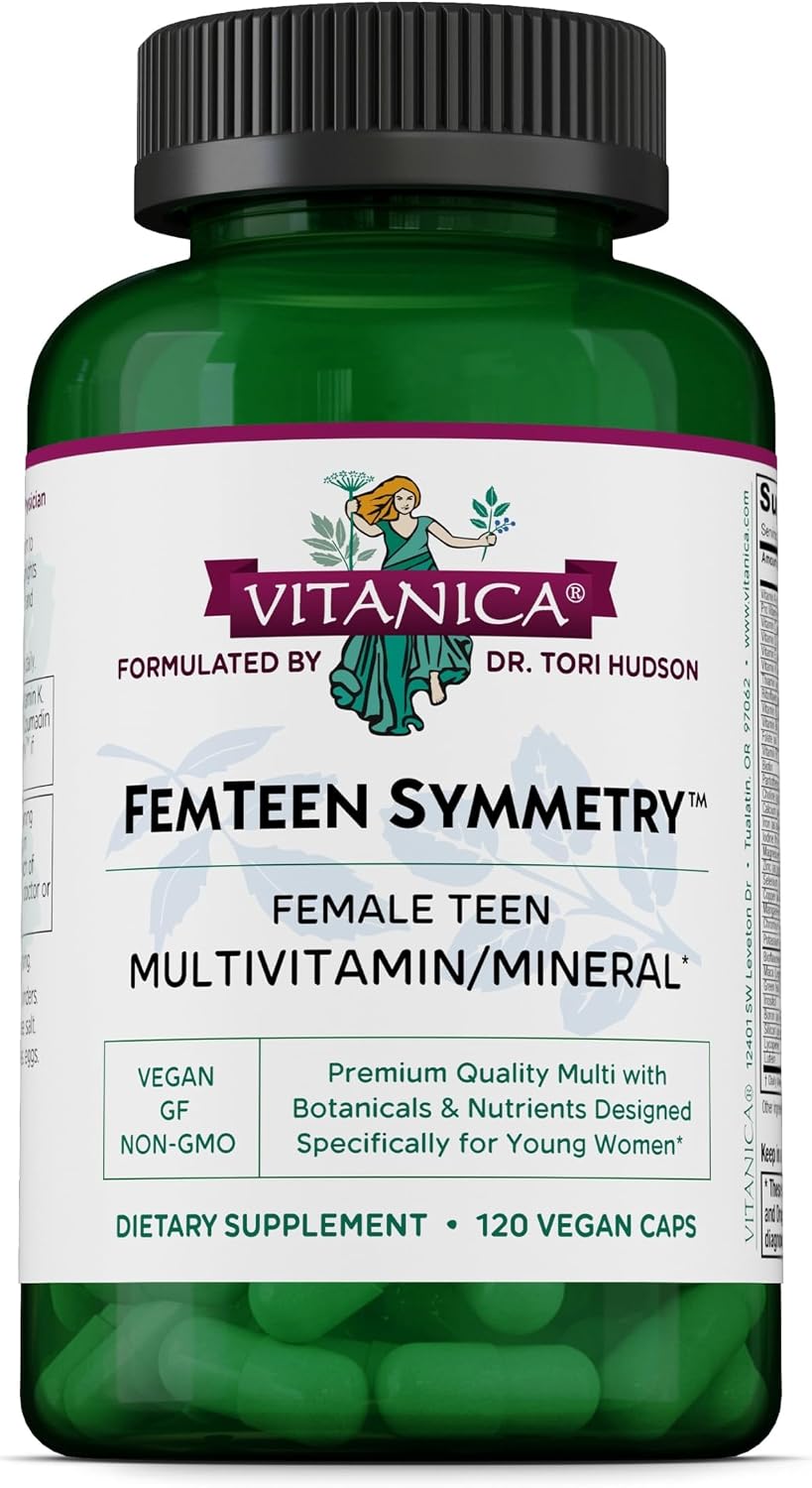 Vitanica FemTeen Symmetry, Teen Multivitamin, Vegan, 120 Capsules