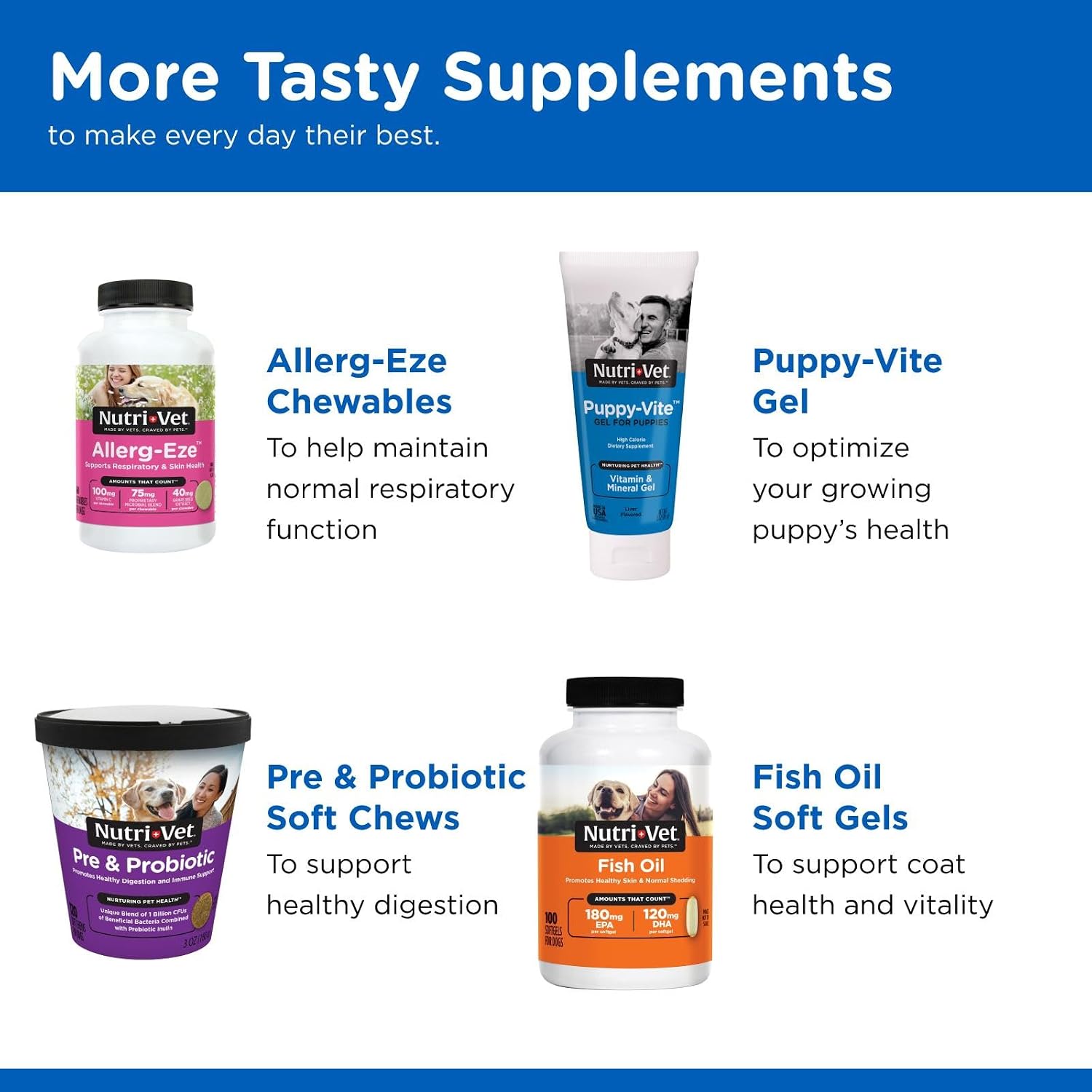 Nutri-Vet Puppy-Vite Chewable Tablets for Puppies - Daily Canine Multivitamin with Essential Vitamins & Minerals, 60 Count