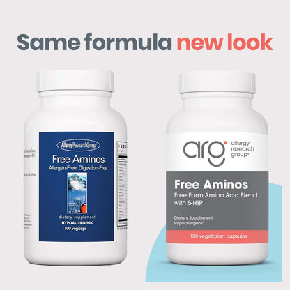 ARG Free Aminos - Free-Form Amino Acid Complex with 5-HTP - Essential Amino Acids for Muscle and Neurological Support - 100 Vegetarian Capsules