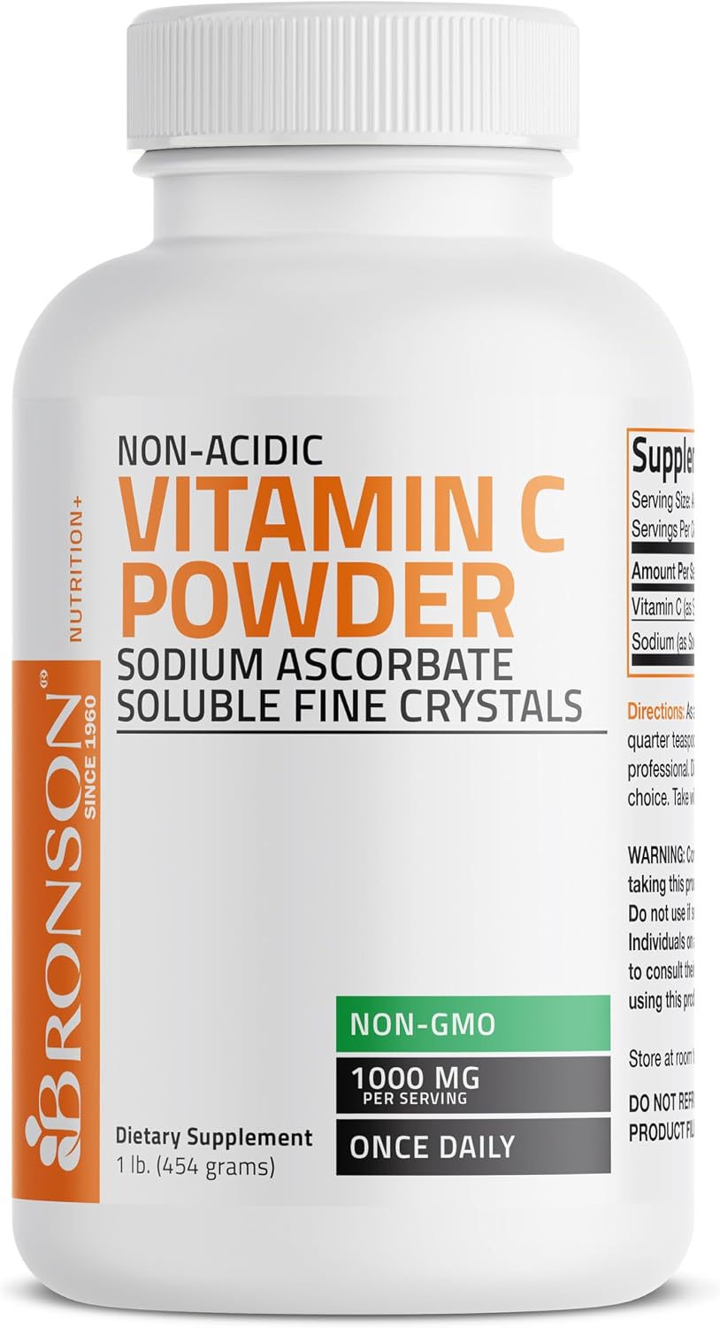 Bronson Non-Acidic Vitamin C Powder – Sodium Ascorbate, 1 lb (454 g)