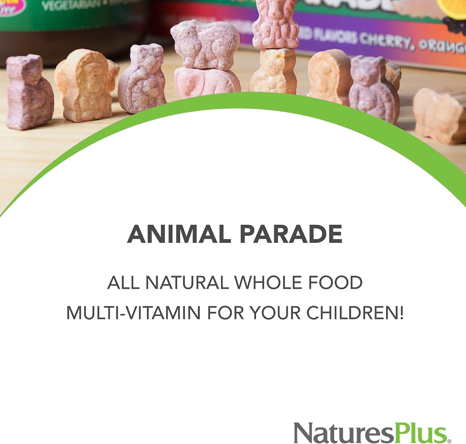 NaturesPlus Animal Parade Multivitamin Children's Chewables - Watermelon Flavour - 90 Tablets