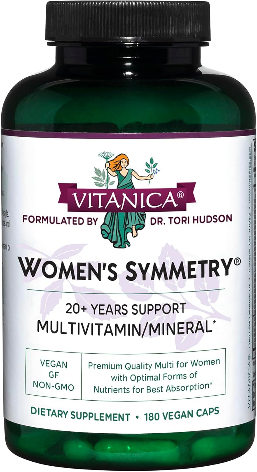 Vitanica Women's Symmetry, High Potency Daily Multivitamin, Vegan & Iron-Free, 180 Capsules