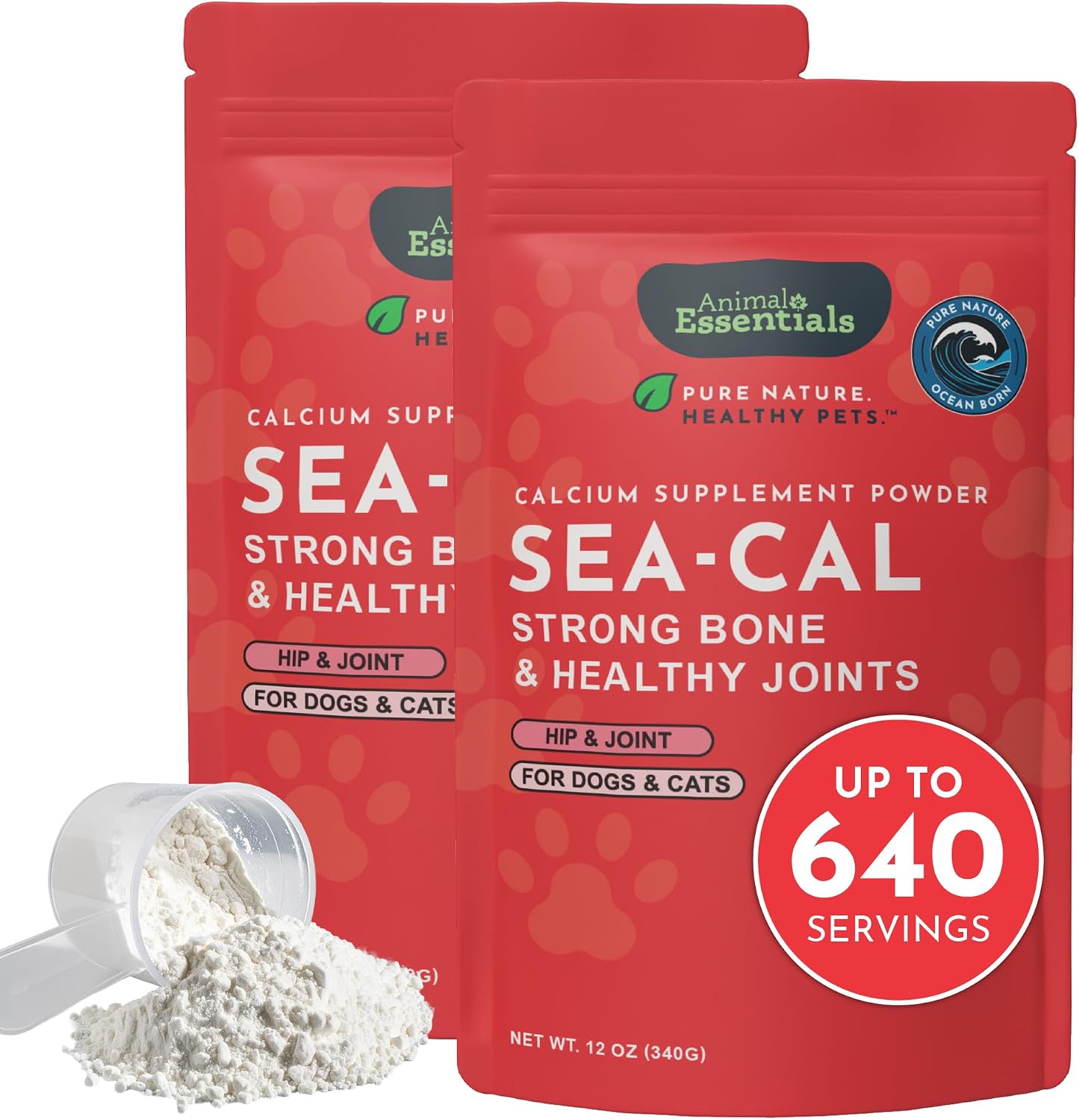 Sea-Cal Pure Seaweed Calcium Powder for Dogs & Cats with Magnesium - 340 g