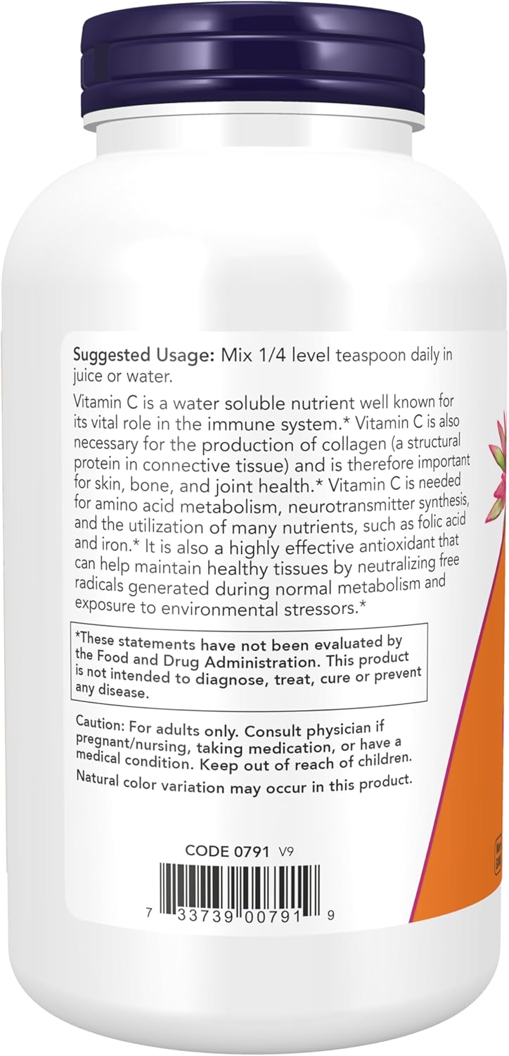 NOW Foods Vitamin C Crystals, Pure Ascorbic Acid Powder, 1 lb (454 g)
