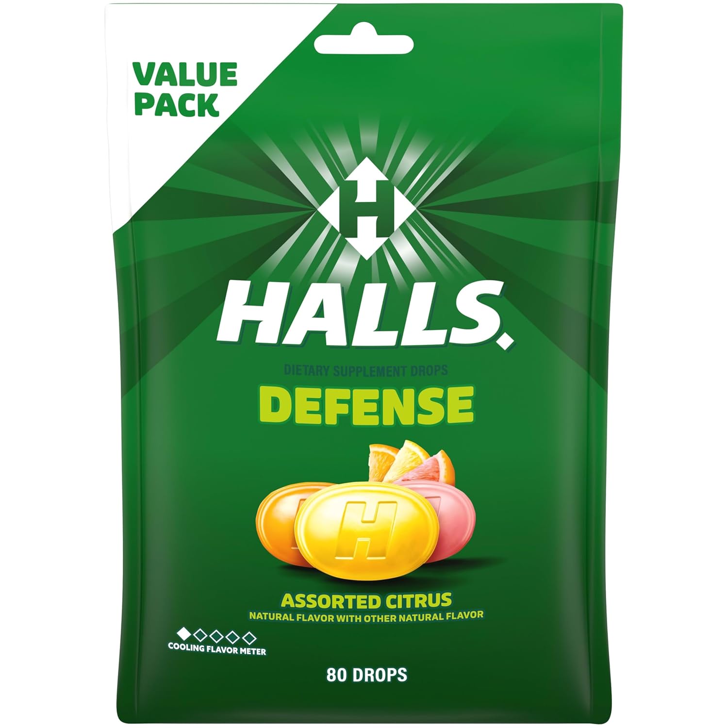 HALLS Defense Assorted Citrus Vitamin C Drops – 80 Count