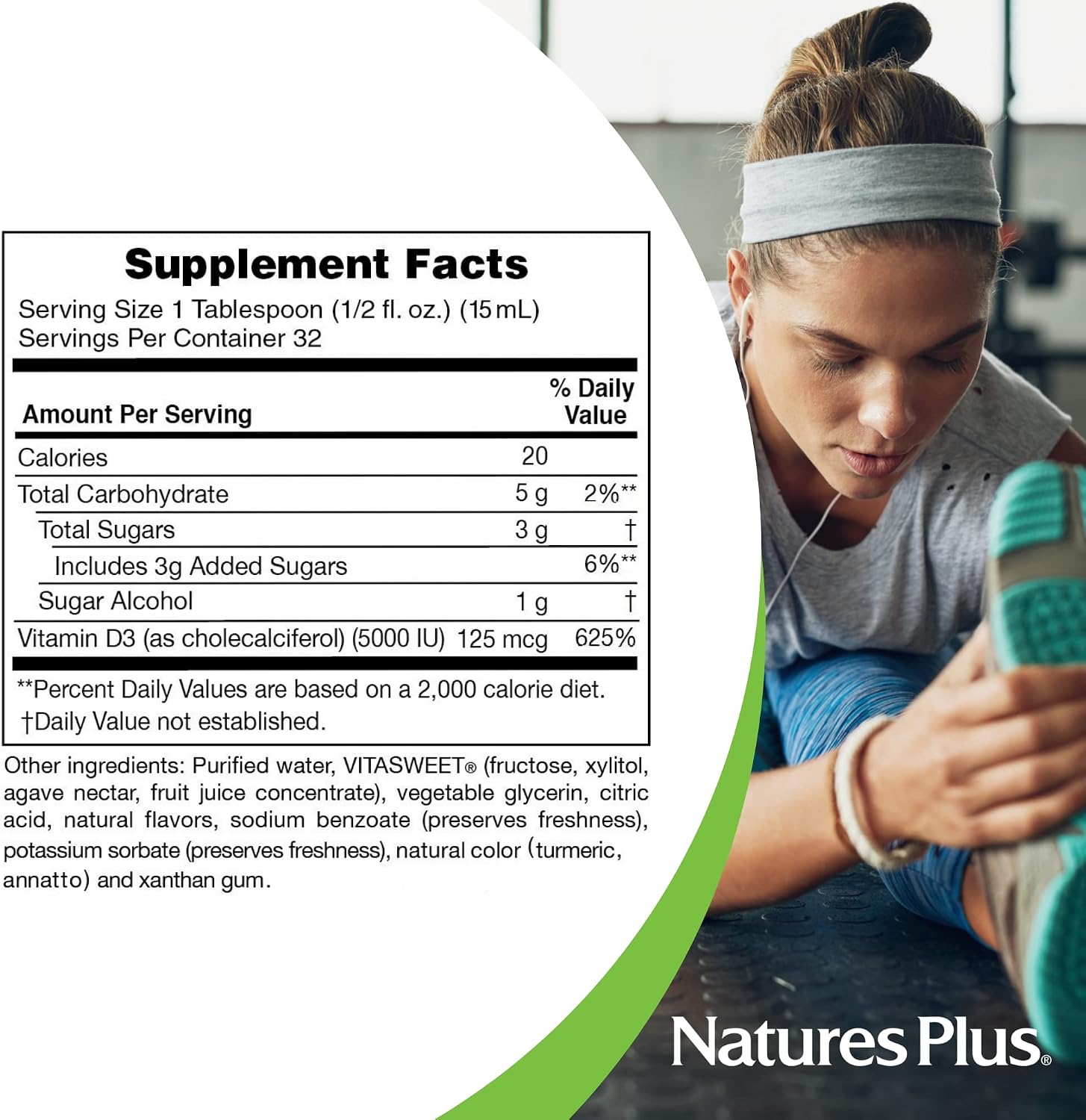 Nature's Plus Liquid Sunshine Vitamin D3 - Tropical Citrus - 5000 IU - 473 mL
