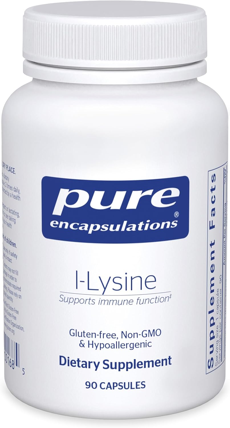 Pure Encapsulations L-Lysine - Essential Amino Acid Supplement for Immune Support & Gum, Lip Health - 90 Capsules