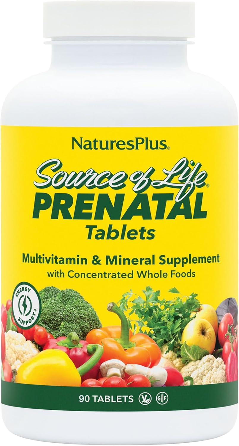 NaturesPlus Source of Life Prenatal – 180 Tablets – Multivitamin & Mineral Supplement with Iron – Nutritional Support for Pregnancy – Gluten Free, Vegetarian – 90 Servings
