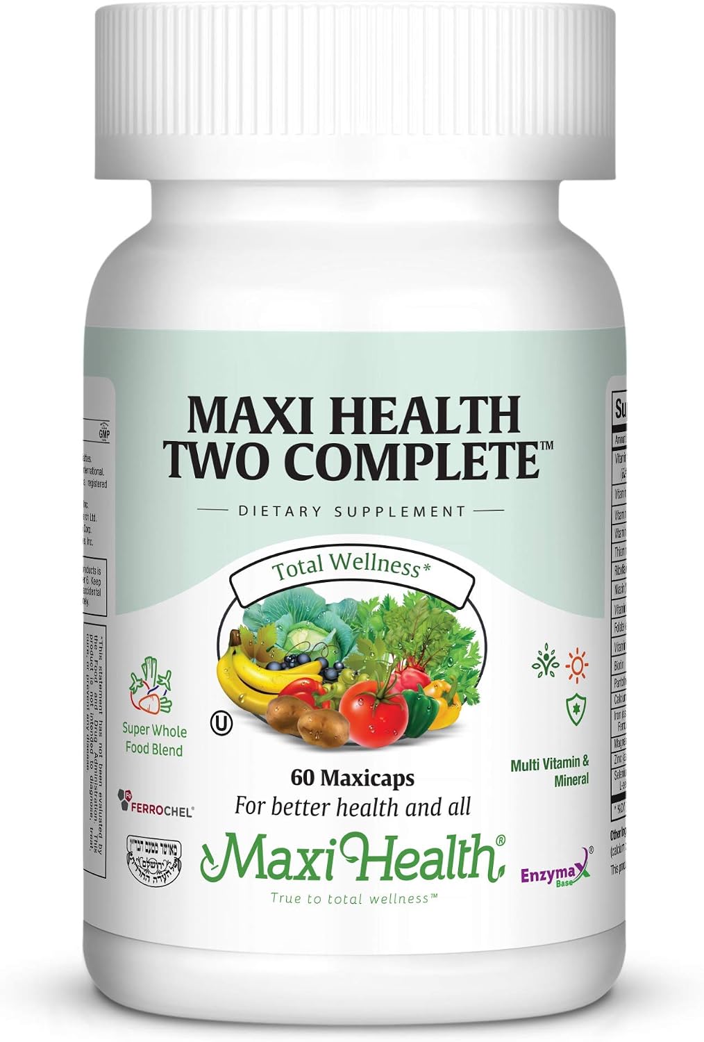 Maxi Health Multivitamins for Men and Women – Complete Daily Vitamins for Energy, Immune Function, and Wellness Support – Kosher and Vegan Multivitamin – 60 Capsules