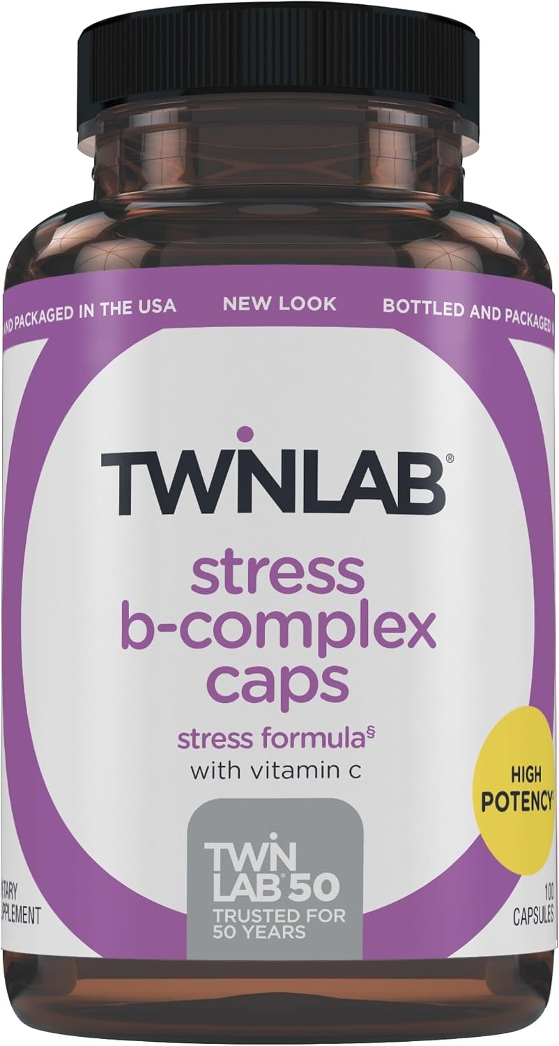 Twinlab Stress B-Complex Caps - Energy Support Supplement with Vitamin B12 and B6, 250 Capsules
