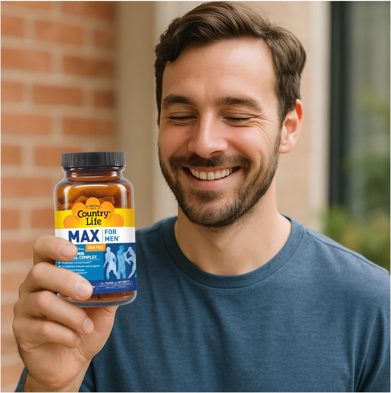 Country Life Max for Men Multivitamin - Iron-Free, Gluten-Free, with Saw Palmetto & Lycopene, 120 Vegetarian Tablets