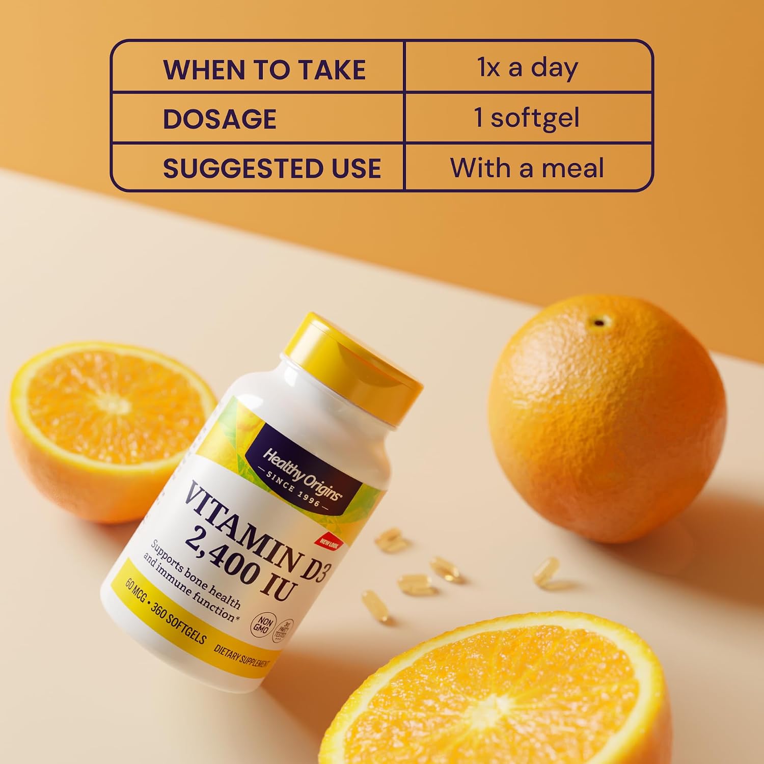 Healthy Origins Vitamin D3 2,400 IU Liquid Soft Gels, 120 Count