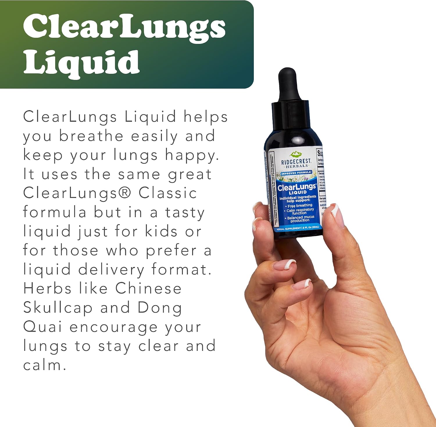 Ridgecrest Herbals ClearLungs Liquid Herbal Supplement, Orange Flavour, 2 fl oz (59 mL)