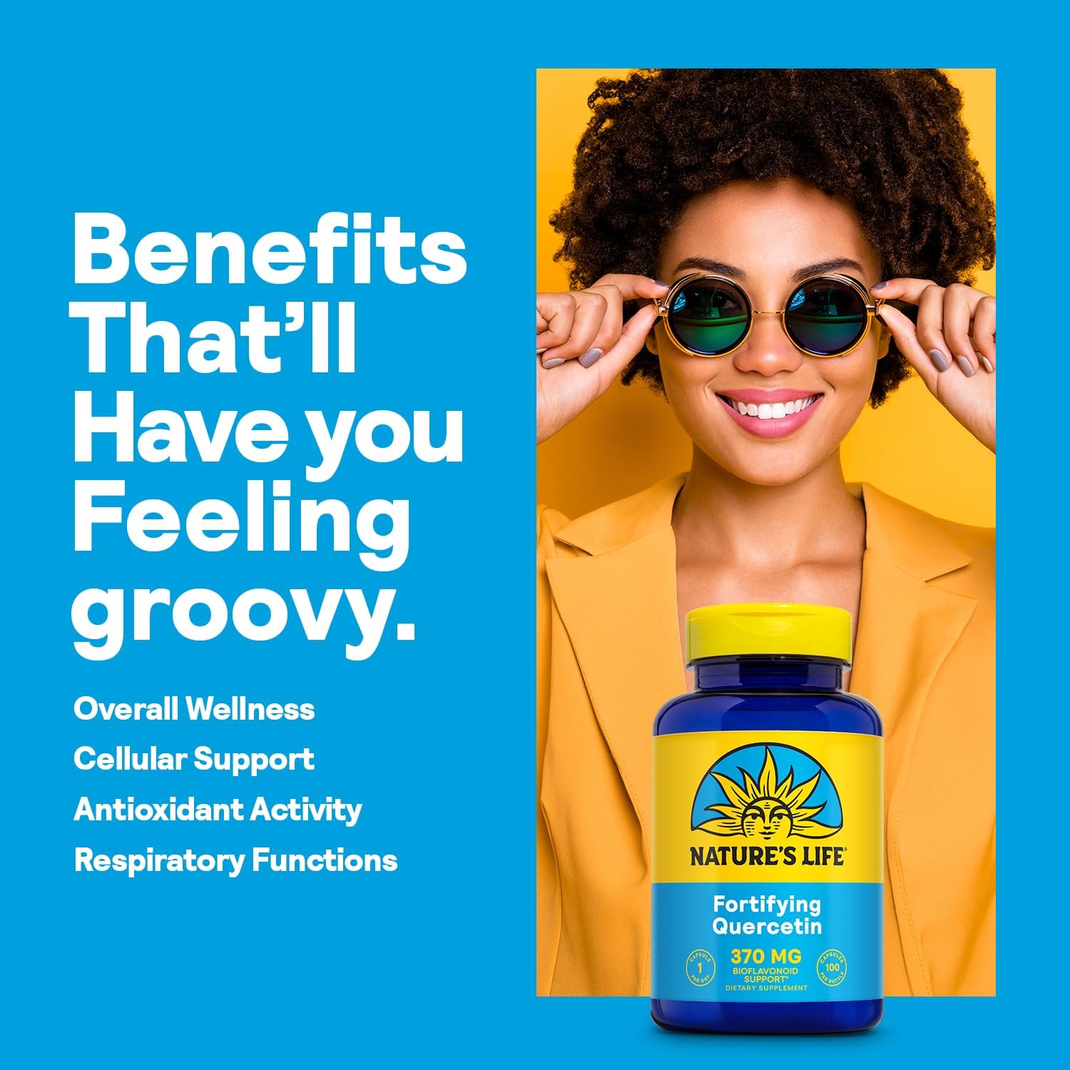 Nature's Life Fortifying Quercetin 370 mg – Bioflavonoid Antioxidant for Overall Wellness – 100 Vegetarian Capsules