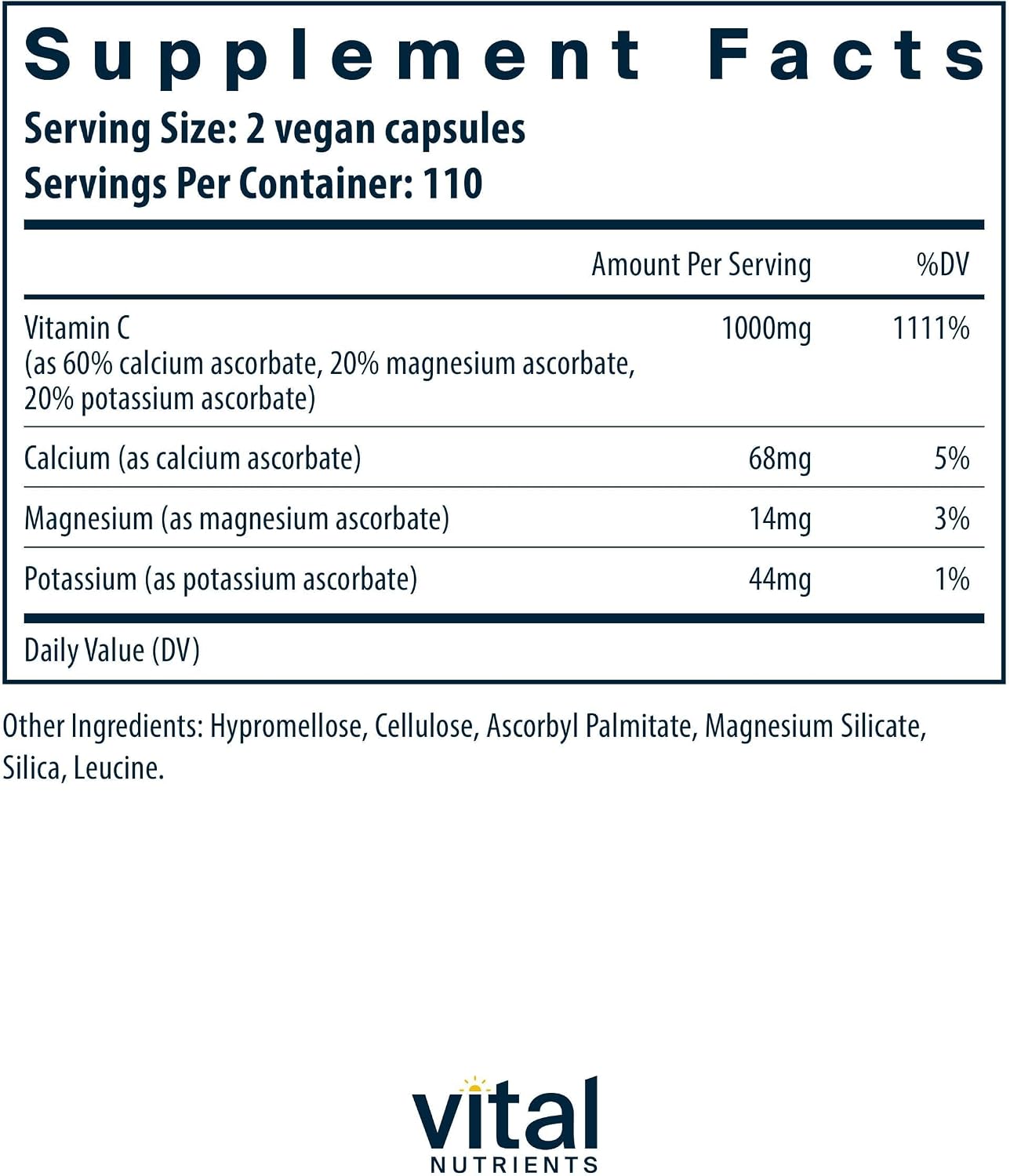 Vital Nutrients Buffered Vitamin C 500mg – Gentle Vitamin C for Sensitive Stomachs, Immune Support, Vegan & Non-GMO (220 Capsules)