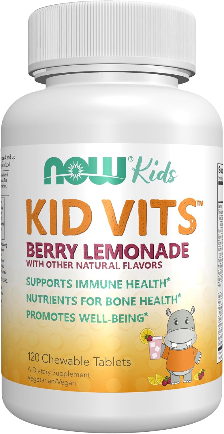 NOW Foods Kid Vits Multivitamin - Berry Lemonade, 120 Chewable Tablets